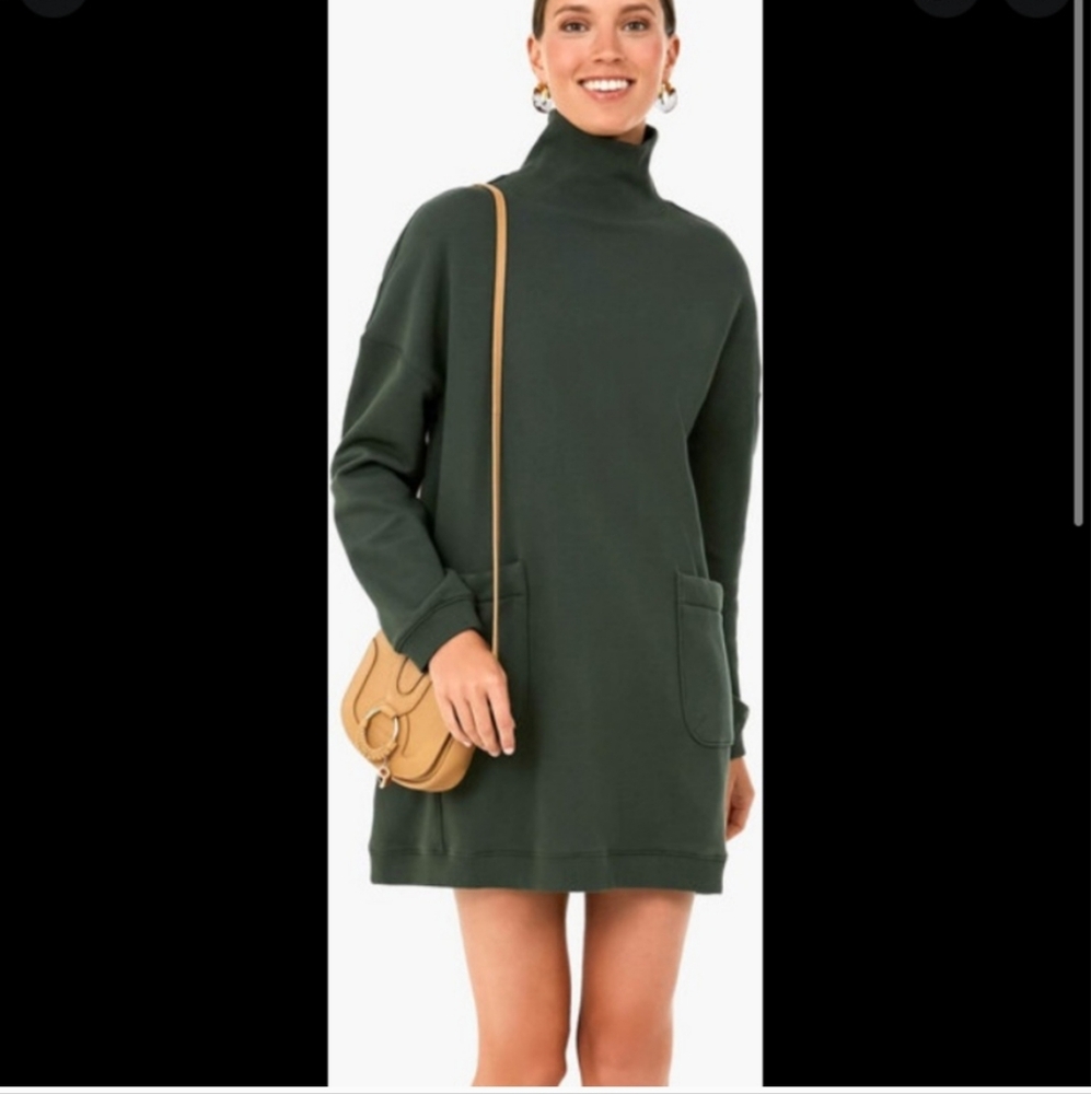 Tuckernuck Dark Green High-Neck Mini Dress